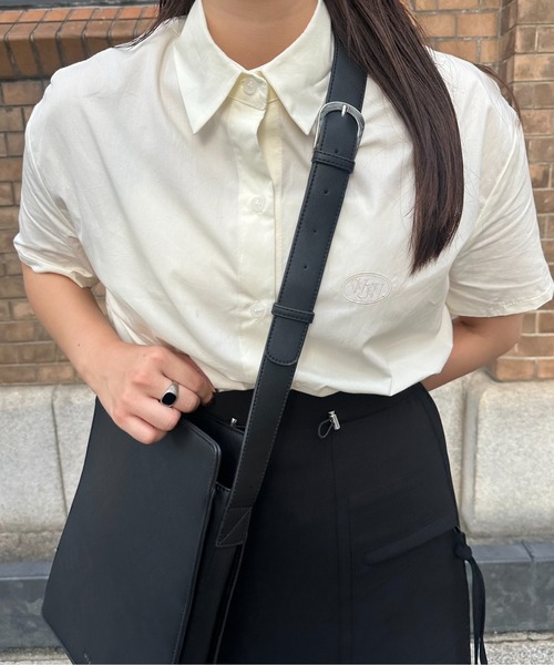 lawgy（ラウジー）の「round logo short sleeve shirt / ラウンドロゴショートスリーブシャツ（Tシャツ/カットソー・レディース・ホワイト/ブルー/クリーム・FREE）」の8枚目の写真