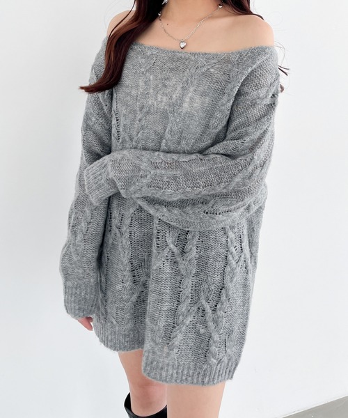 ニット セーター オフショルチュニックニット　145156 レディース Heather（ヘザー）の「オフショルチュニックニット 145156