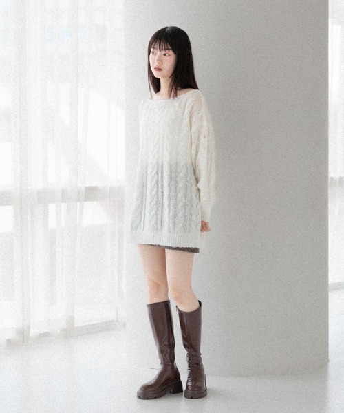 Heather(ヘザー)の「オフショルチュニックニット 145156(ニット/セーター・レディース・ブラウン/グレー/アイボリー・FREE)」の15枚目の写真