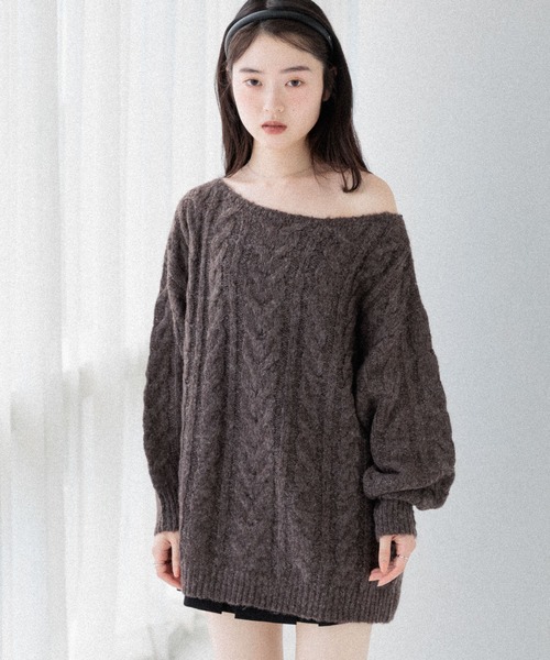 Heather(ヘザー)の「オフショルチュニックニット 145156(ニット/セーター・レディース・ブラウン/グレー/アイボリー・FREE)」の17枚目の写真