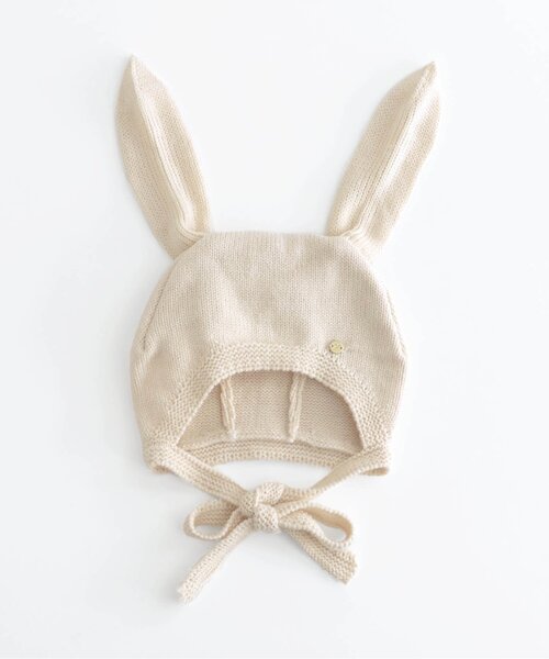 apres les cours（アプレレクール）の「うさ耳ボンネット（その他ベビー用品・キッズ・アイボリー/ブラック・48/46）」の2枚目の写真