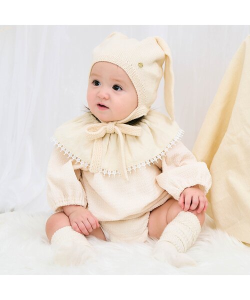 baby うさ耳ボンネット　黒白 apres les cours ベビー うさ耳ボンネット : ZOZOTOWN Yahoo!店