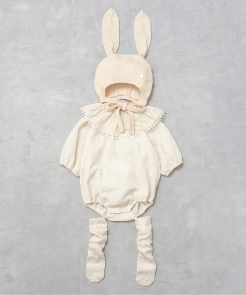 apres les cours（アプレレクール）の「うさ耳ボンネット（その他ベビー用品・キッズ・アイボリー/ブラック・48/46）」の5枚目の写真