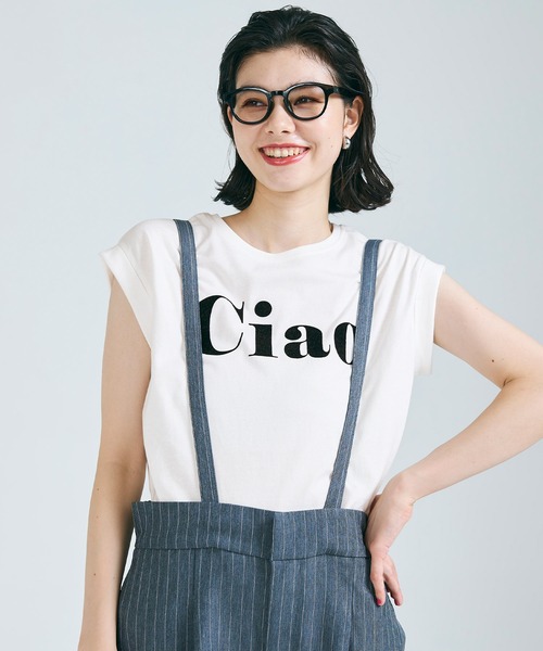 coca(coca)(コカ)の「フロッキープリントフレンチスリーブTシャツ(Tシャツ/カットソー・レディース・ホワイト/グレー・S/M/L)」の3枚目の写真