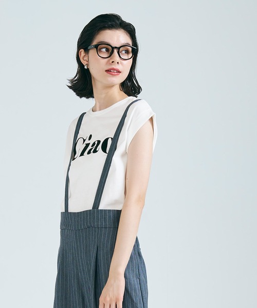 coca(coca)(コカ)の「フロッキープリントフレンチスリーブTシャツ(Tシャツ/カットソー・レディース・ホワイト/グレー・S/M/L)」の4枚目の写真