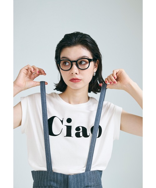 coca(coca)(コカ)の「フロッキープリントフレンチスリーブTシャツ(Tシャツ/カットソー・レディース・ホワイト/グレー・S/M/L)」の6枚目の写真