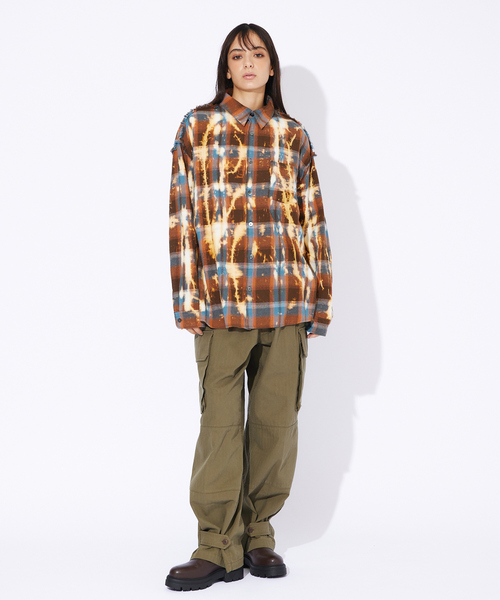 Revo.（レボ）の「【Revo.】チェック/フリンジ/ブリーチシャツ（シャツ/ブラウス・メンズ・ブラウン/ネイビー・M/L）」の6枚目の写真