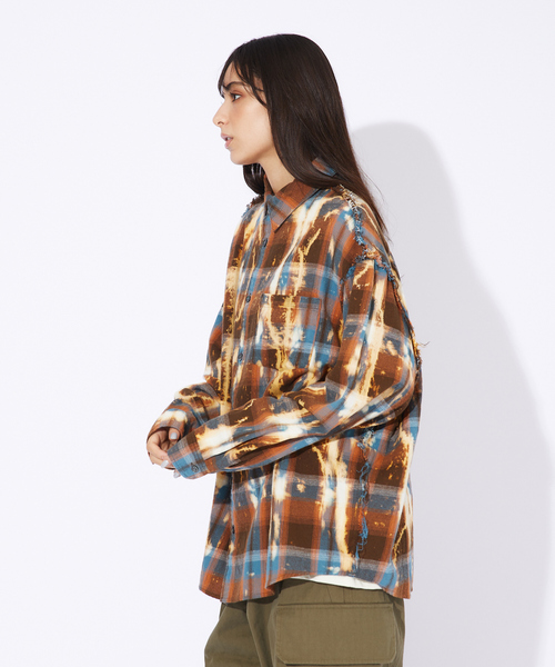 Revo.（レボ）の「【Revo.】チェック/フリンジ/ブリーチシャツ（シャツ/ブラウス・メンズ・ブラウン/ネイビー・M/L）」の8枚目の写真