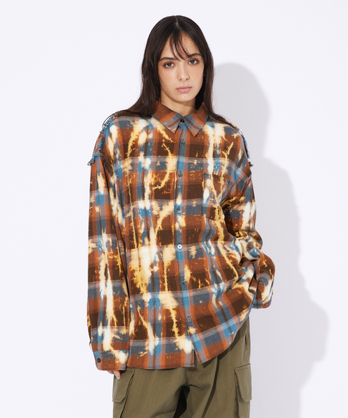 Revo.（レボ）の「【Revo.】チェック/フリンジ/ブリーチシャツ（シャツ/ブラウス・メンズ・ブラウン/ネイビー・M/L）」の9枚目の写真