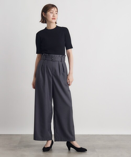 grove（グローブ）の「◆RNドライタッチリブ5分袖プルオーバー（ニット/セーター・レディース・モスグリーン/ブラック/オフホワイト・02/03/01/04/05）」の6枚目の写真