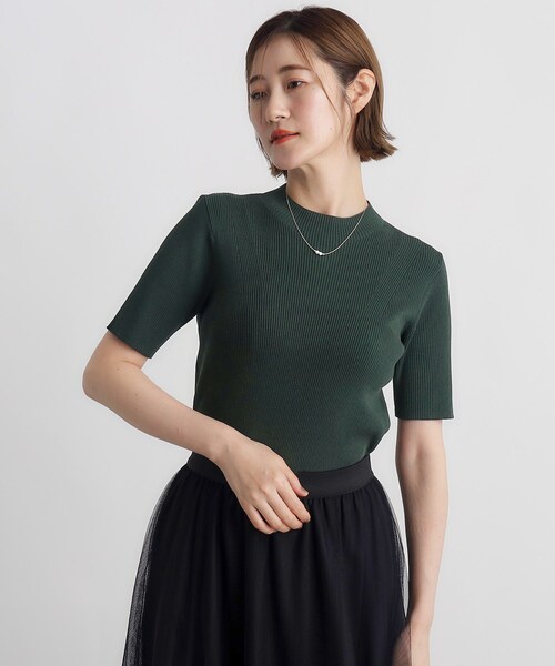 grove（グローブ）の「◆RNドライタッチリブ5分袖プルオーバー（ニット/セーター・レディース・モスグリーン/ブラック/オフホワイト・02/03/01/04/05）」の10枚目の写真