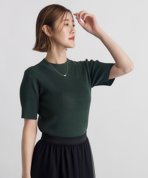 grove（グローブ）の「◆RNドライタッチリブ5分袖プルオーバー（ニット/セーター・レディース・モスグリーン/ブラック/オフホワイト・02/03/01/04/05）」の11枚目の写真