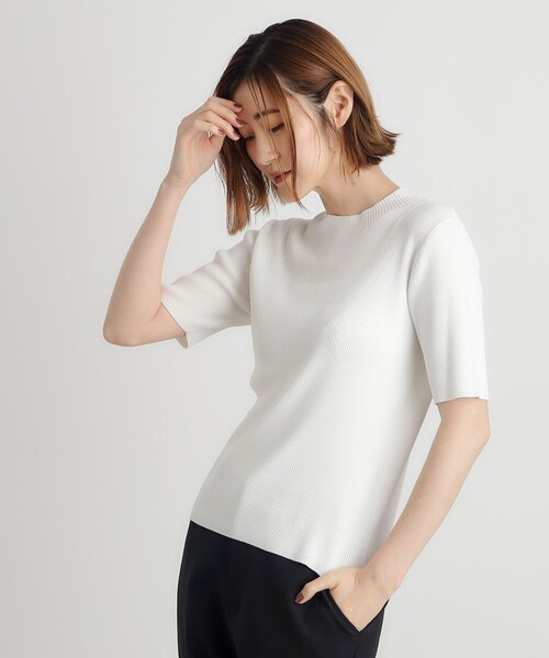 grove（グローブ）の「◆RNドライタッチリブ5分袖プルオーバー（ニット/セーター・レディース・モスグリーン/ブラック/オフホワイト・02/03/01/04/05）」の16枚目の写真