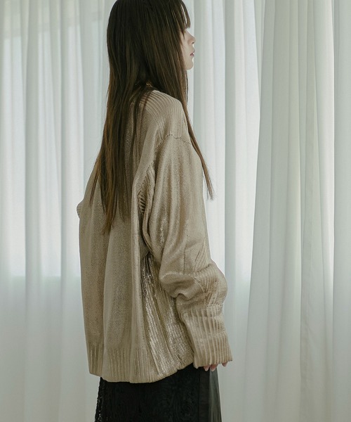 ニット セーター Neck slit メタリックオーバーニット レディース Ezick ニット セーター Neck slit メタリックオーバーニット