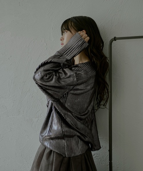 ニット セーター Neck slit メタリックオーバーニット レディース Ezick ニット セーター Neck slit メタリックオーバーニット