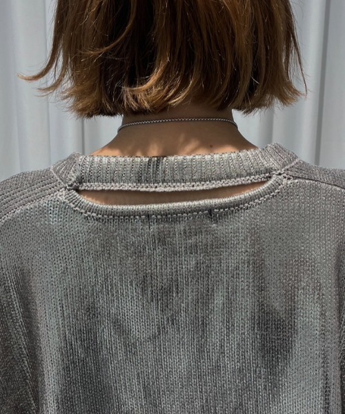 ニット セーター Neck slit メタリックオーバーニット レディース Ezick ニット セーター Neck slit メタリックオーバーニット