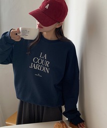 HEILIS | 裏毛ロゴルーズスウェットトップス / オーバーサイズ 長袖 プルオーバー シティガール 秋服 冬服 アイボリー グリーン ネイビー(スウェット)