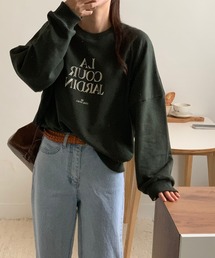 裏毛ロゴルーズスウェットトップス / オーバーサイズ  長袖 プルオーバー  シティガール 秋服 冬服 アイボリー グリーン ネイビー