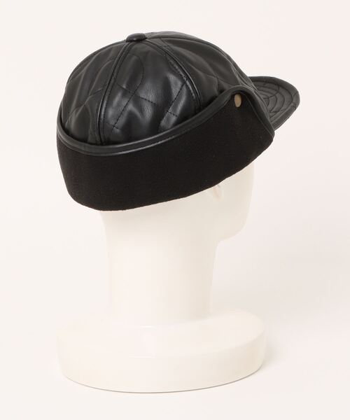 polcadot（ポルカドット）の「FAKE LEATHER EARCOVER CAP／合皮キルティング イヤーカバーキャップ（キャップ・メンズ・ブラック/ベージュ/ブラウン・FREE）」の4枚目の写真