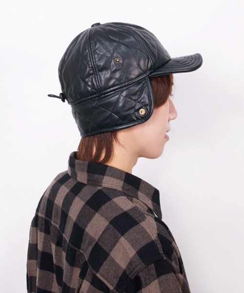 polcadot（ポルカドット）の「FAKE LEATHER EARCOVER CAP／合皮キルティング イヤーカバーキャップ（キャップ・メンズ・ブラック/ベージュ/ブラウン・FREE）」の10枚目の写真