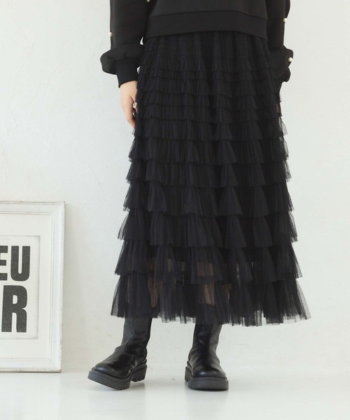 fifth（フィフス）の「ティアードフリルチュールスカート（スカート・レディース・ブラック/パープル/ブラウン・M）」の2枚目の写真