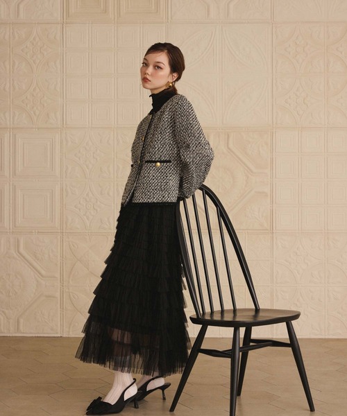 fifth（フィフス）の「ティアードフリルチュールスカート（スカート・レディース・ブラック/パープル/ブラウン・M）」の7枚目の写真