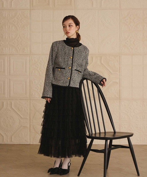 fifth（フィフス）の「ティアードフリルチュールスカート（スカート・レディース・ブラック/パープル/ブラウン・M）」の8枚目の写真