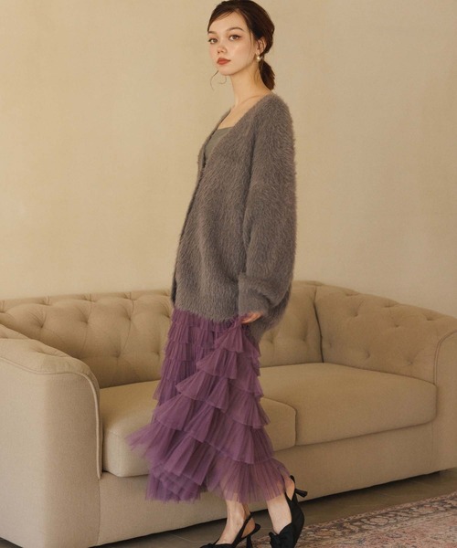 fifth（フィフス）の「ティアードフリルチュールスカート（スカート・レディース・ブラック/パープル/ブラウン・M）」の5枚目の写真