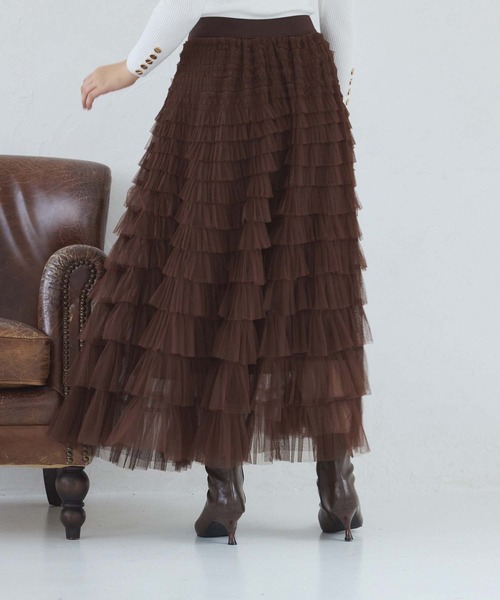 fifth（フィフス）の「ティアードフリルチュールスカート（スカート・レディース・ブラック/パープル/ブラウン・M）」の17枚目の写真