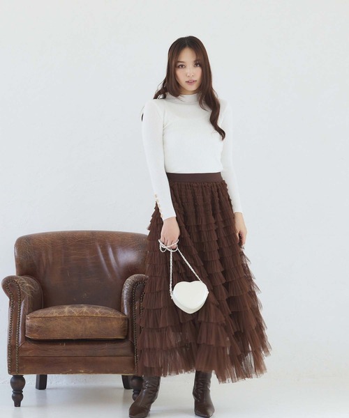 fifth（フィフス）の「ティアードフリルチュールスカート（スカート・レディース・ブラック/パープル/ブラウン・M）」の19枚目の写真