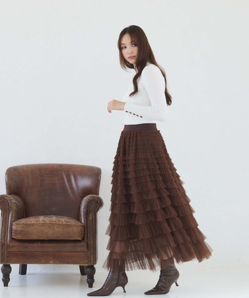 fifth（フィフス）の「ティアードフリルチュールスカート（スカート・レディース・ブラック/パープル/ブラウン・M）」の20枚目の写真