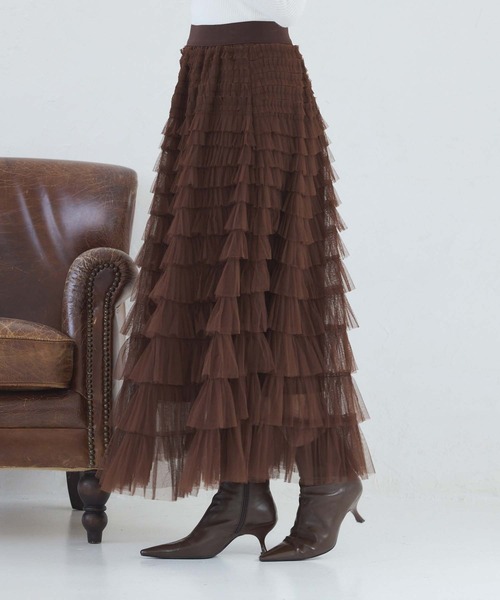 fifth（フィフス）の「ティアードフリルチュールスカート（スカート・レディース・ブラック/パープル/ブラウン・M）」の18枚目の写真