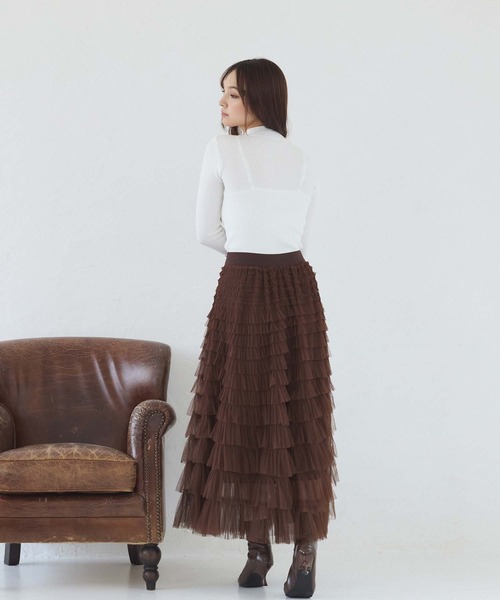 fifth（フィフス）の「ティアードフリルチュールスカート（スカート・レディース・ブラック/パープル/ブラウン・M）」の21枚目の写真