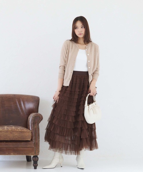 fifth（フィフス）の「ティアードフリルチュールスカート（スカート・レディース・ブラック/パープル/ブラウン・M）」の22枚目の写真