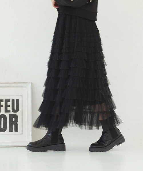 fifth（フィフス）の「ティアードフリルチュールスカート（スカート・レディース・ブラック/パープル/ブラウン・M）」の13枚目の写真