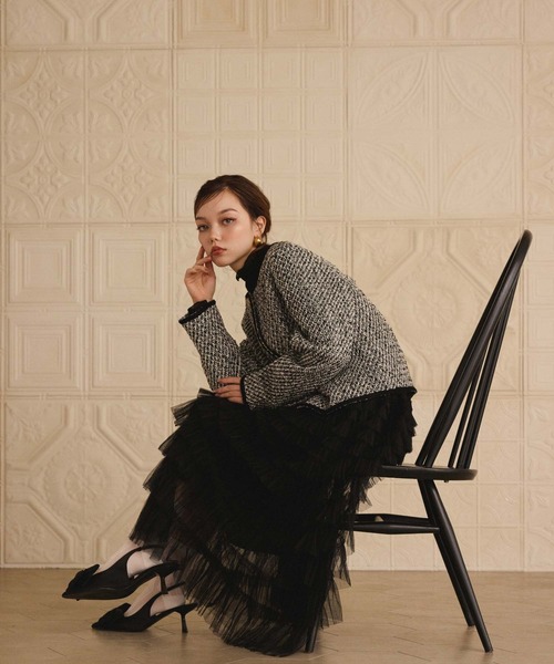 fifth（フィフス）の「ティアードフリルチュールスカート（スカート・レディース・ブラック/パープル/ブラウン・M）」の4枚目の写真