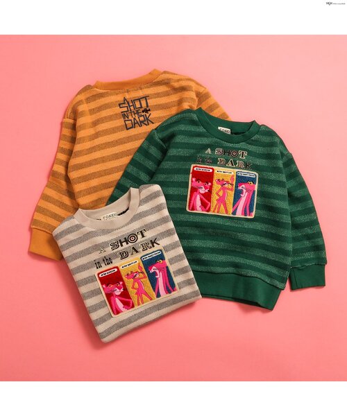 F.O.KIDS（エフオーキッズ）の「【ピンクパンサー】サガラワッペントレーナー（スウェット・キッズ・キナリ/オレンジ/グリーン・80/90/100/110/120/130/140）」の4枚目の写真