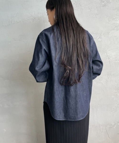 DANTON（ダントン）の「[DANTON/ダントン] デニムダンガリー ボタンダウンシャツ（シャツ/ブラウス・レディース・ブルー/ネイビー・34/36/38）」の18枚目の写真