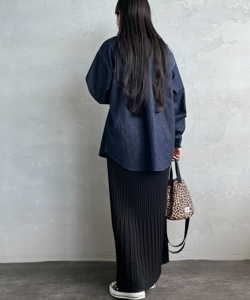 【24AW 近年】ダントン デニムダンガリードットボタンブラウス 長袖シャツ M 24AW 近年】ダントン デニムダンガリードットボタンブラウス