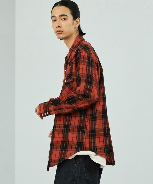 Lee（リー）の「Lee/リー ウエスタンシャツ ネル チェックシャツ（シャツ/ブラウス・メンズ・ブラック/レッド・MEDIUM/LARGE/X-LARGE/SMALL）」の5枚目の写真