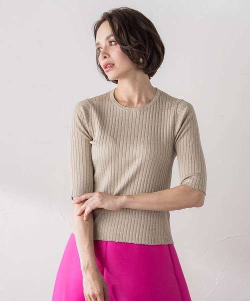 Viaggio Blu(ビアッジョブルー)の「SARIニットプルオーバー≪手洗い可能≫(ニット/セーター・レディース・ブルー/ピンク/ネイビー/ベージュ系その他・M)」の1枚目の写真