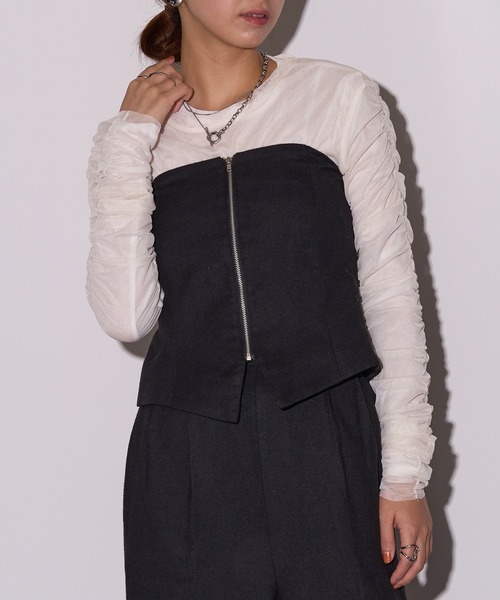 MAISON BREEZE reveur（メゾンブリーズレヴール）の「【MAISON BREEZE reveur】ウールライク ベアトップ×パンツ セットアップ センタージップビスチェ　DTK（その他パンツ・レディース・ブラック/ブラウン/チャコールグレー・FREE）」の10枚目の写真