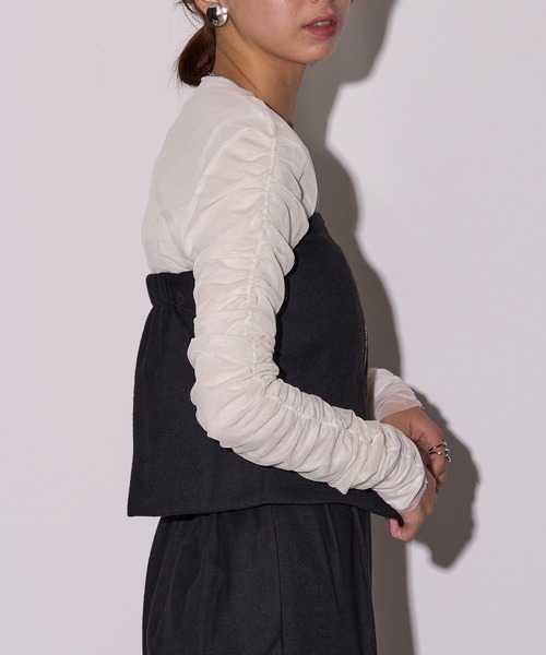 MAISON BREEZE reveur（メゾンブリーズレヴール）の「【MAISON BREEZE reveur】ウールライク ベアトップ×パンツ セットアップ センタージップビスチェ　DTK（その他パンツ・レディース・ブラック/ブラウン/チャコールグレー・FREE）」の12枚目の写真
