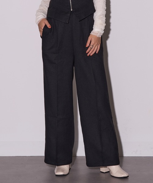 MAISON BREEZE reveur（メゾンブリーズレヴール）の「【MAISON BREEZE reveur】ウールライク ベアトップ×パンツ セットアップ センタージップビスチェ　DTK（その他パンツ・レディース・ブラック/ブラウン/チャコールグレー・FREE）」の14枚目の写真