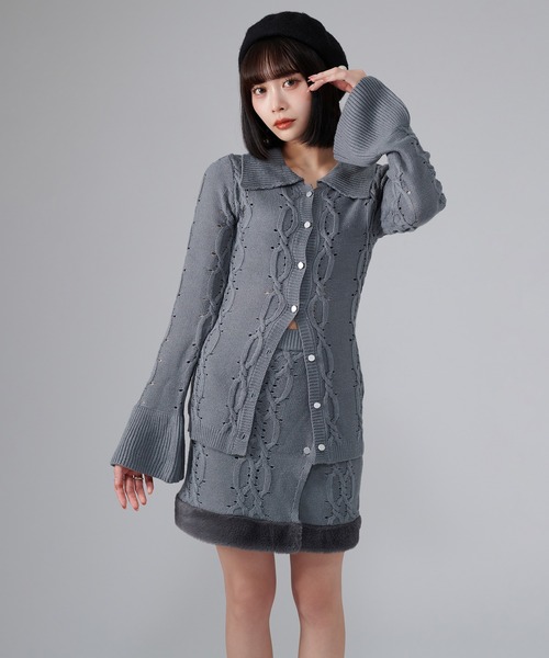 favclo.（ファブクロ）の「Cable Design Knit setup / ケーブルデザイン ニットセットアップ（ワンピース・レディース・ネイビー/ブラック/グレー・FREE）」の19枚目の写真