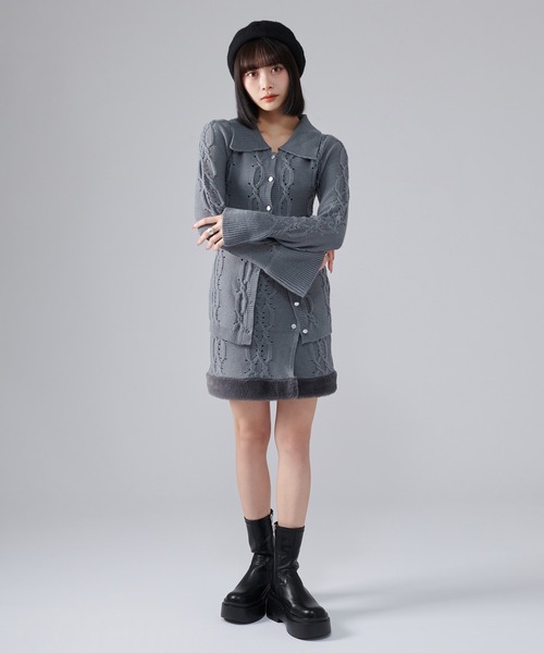 favclo.（ファブクロ）の「Cable Design Knit setup / ケーブルデザイン ニットセットアップ（ワンピース・レディース・ネイビー/ブラック/グレー・FREE）」の20枚目の写真