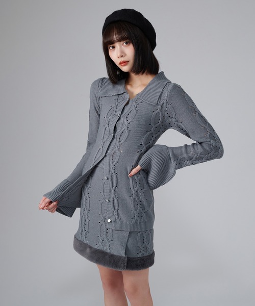 favclo.（ファブクロ）の「Cable Design Knit setup / ケーブルデザイン ニットセットアップ（ワンピース・レディース・ネイビー/ブラック/グレー・FREE）」の16枚目の写真