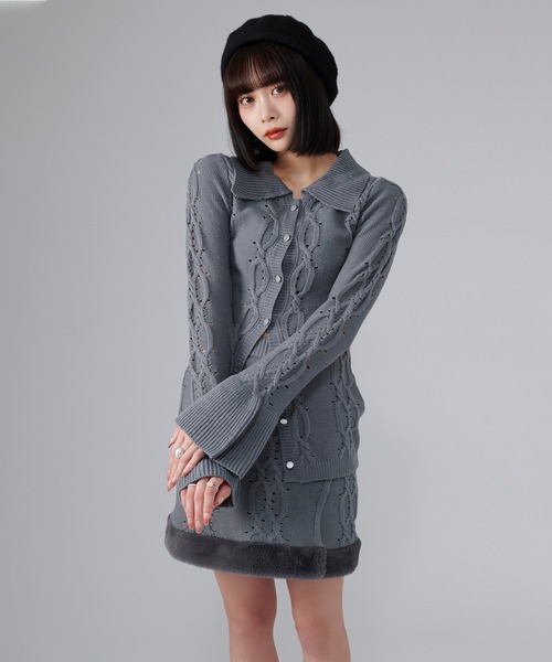 favclo.（ファブクロ）の「Cable Design Knit setup / ケーブルデザイン ニットセットアップ（ワンピース・レディース・ネイビー/ブラック/グレー・FREE）」の18枚目の写真