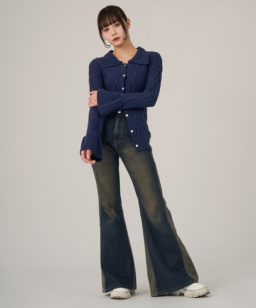 favclo.（ファブクロ）の「Cable Design Knit setup / ケーブルデザイン ニットセットアップ（ワンピース・レディース・ネイビー/ブラック/グレー・FREE）」の9枚目の写真