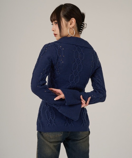 favclo.（ファブクロ）の「Cable Design Knit setup / ケーブルデザイン ニットセットアップ（ワンピース・レディース・ネイビー/ブラック/グレー・FREE）」の13枚目の写真